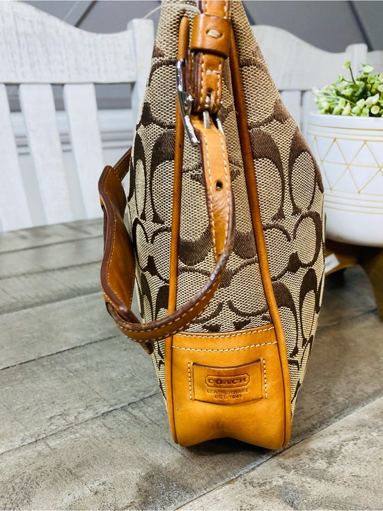 Vintage Coach Hamptons Signature Clip Hobo Bag Khaki Canvas 